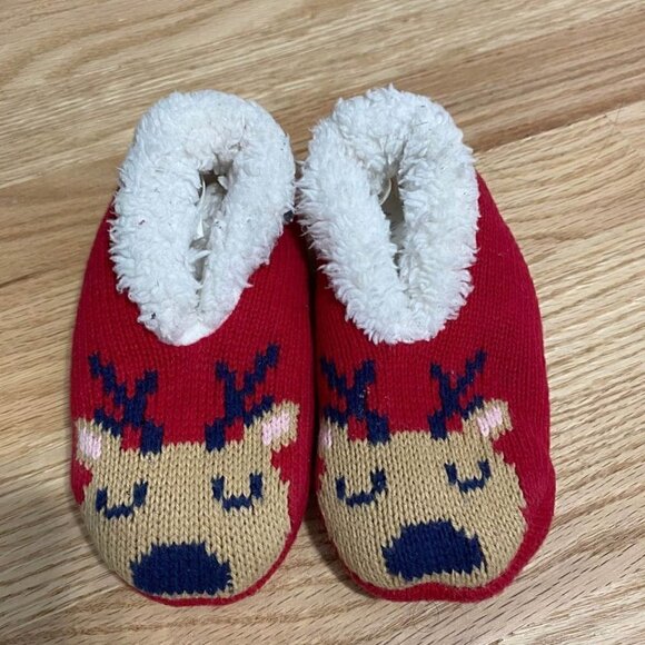 Gymboree Reindeer Slippers XS Red Kids Toddler Girls Christmas - Picture 1 of 3